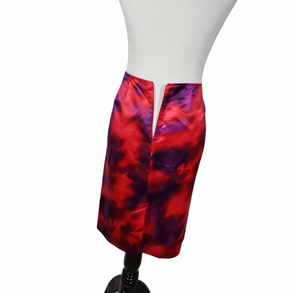 Jones New York Collection size 12 Red & Purple Cotton Silk Blend Skirt - Picture 4 of 7